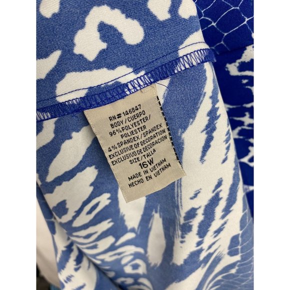 Maya Brooke Blue Dress Animal Pattern Blue Tank Sz. 16W - Picture 7 of 11